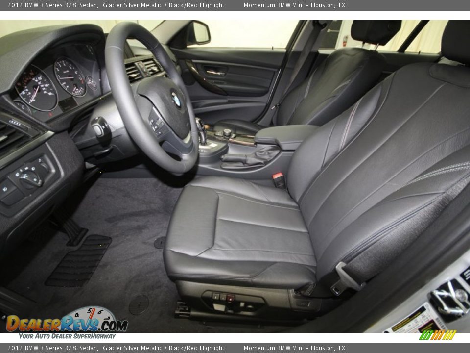 2012 BMW 3 Series 328i Sedan Glacier Silver Metallic / Black/Red Highlight Photo #3