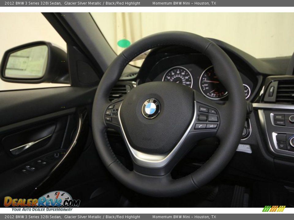 2012 BMW 3 Series 328i Sedan Glacier Silver Metallic / Black/Red Highlight Photo #25