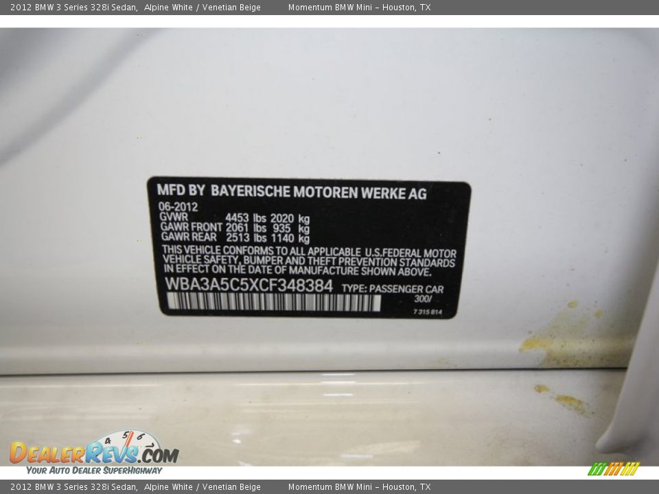 2012 BMW 3 Series 328i Sedan Alpine White / Venetian Beige Photo #10