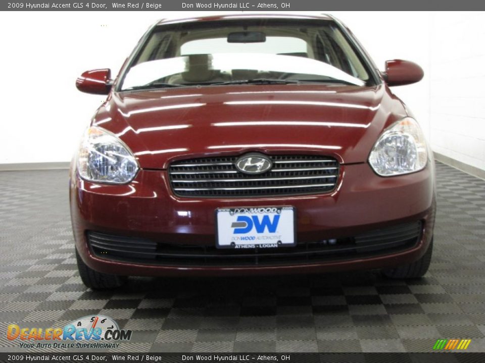 2009 Hyundai Accent GLS 4 Door Wine Red / Beige Photo #2
