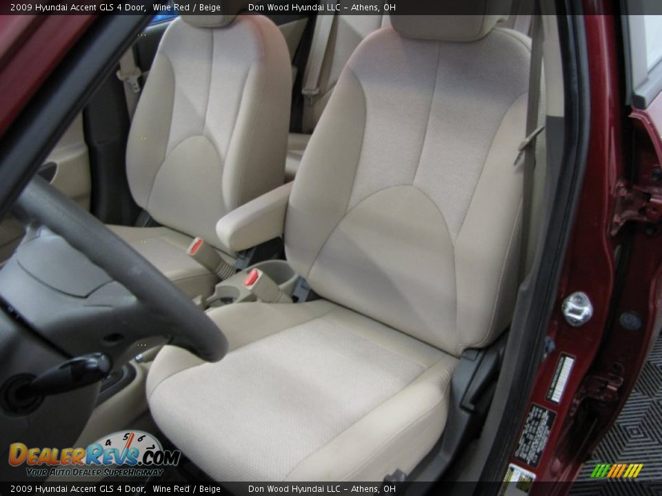 2009 Hyundai Accent GLS 4 Door Wine Red / Beige Photo #6