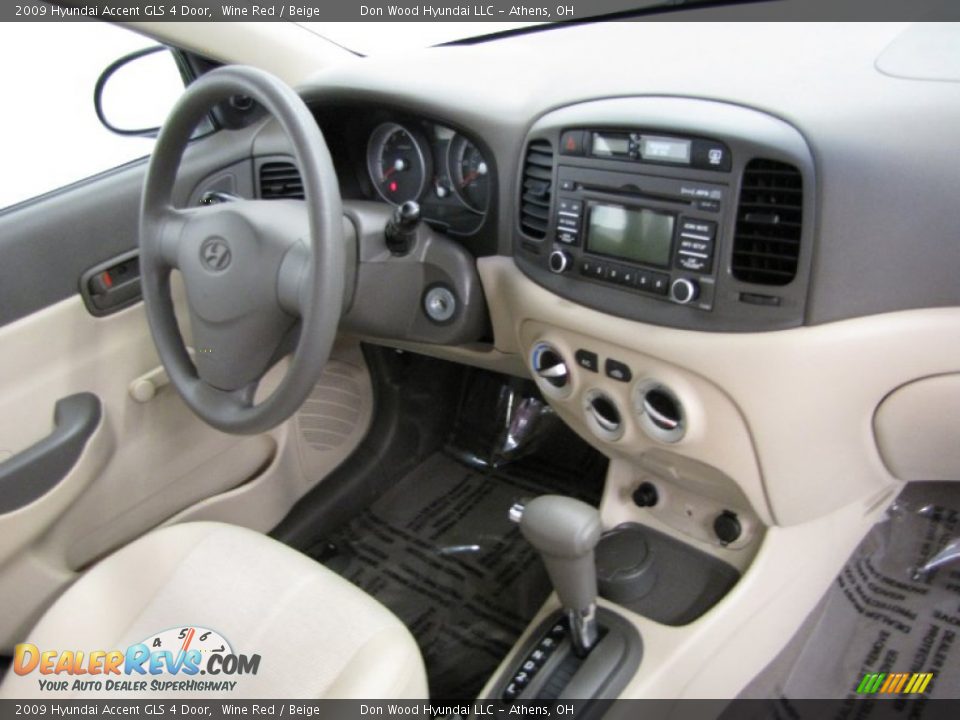 2009 Hyundai Accent GLS 4 Door Wine Red / Beige Photo #19