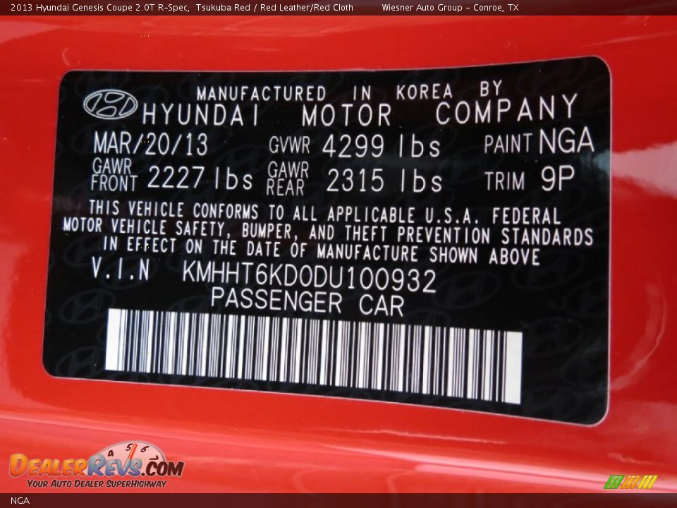 Hyundai Color Code NGA Tsukuba Red
