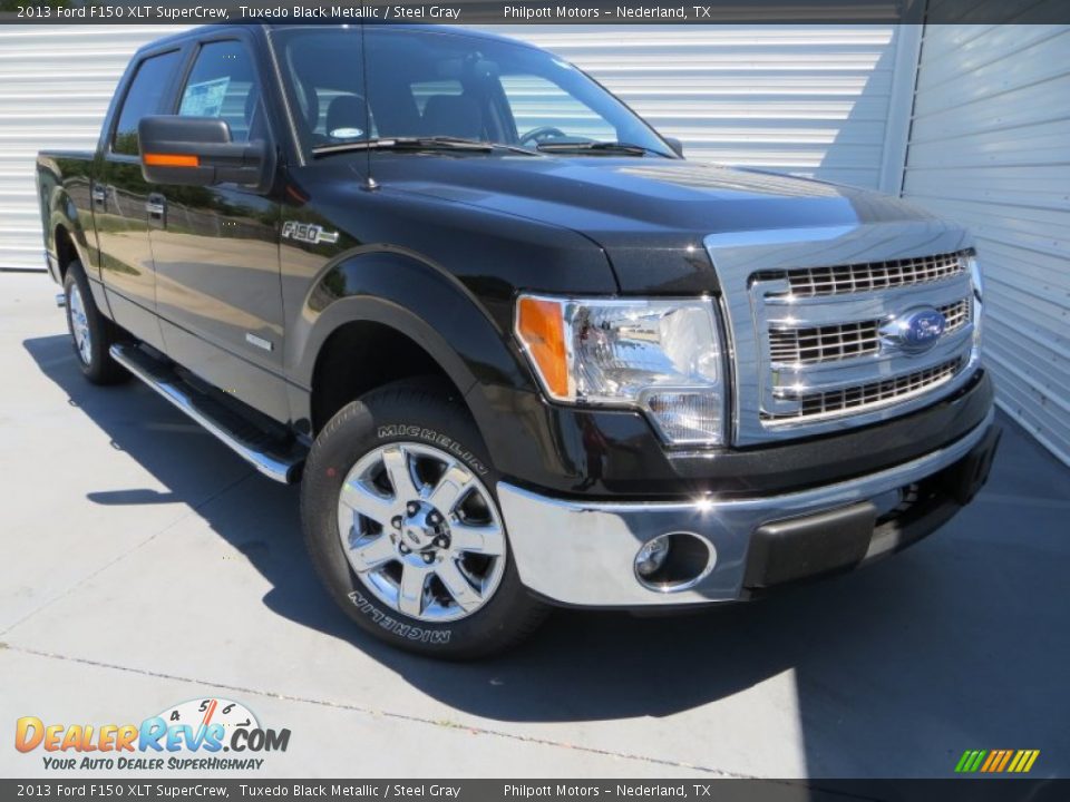 2013 Ford F150 XLT SuperCrew Tuxedo Black Metallic / Steel Gray Photo #1
