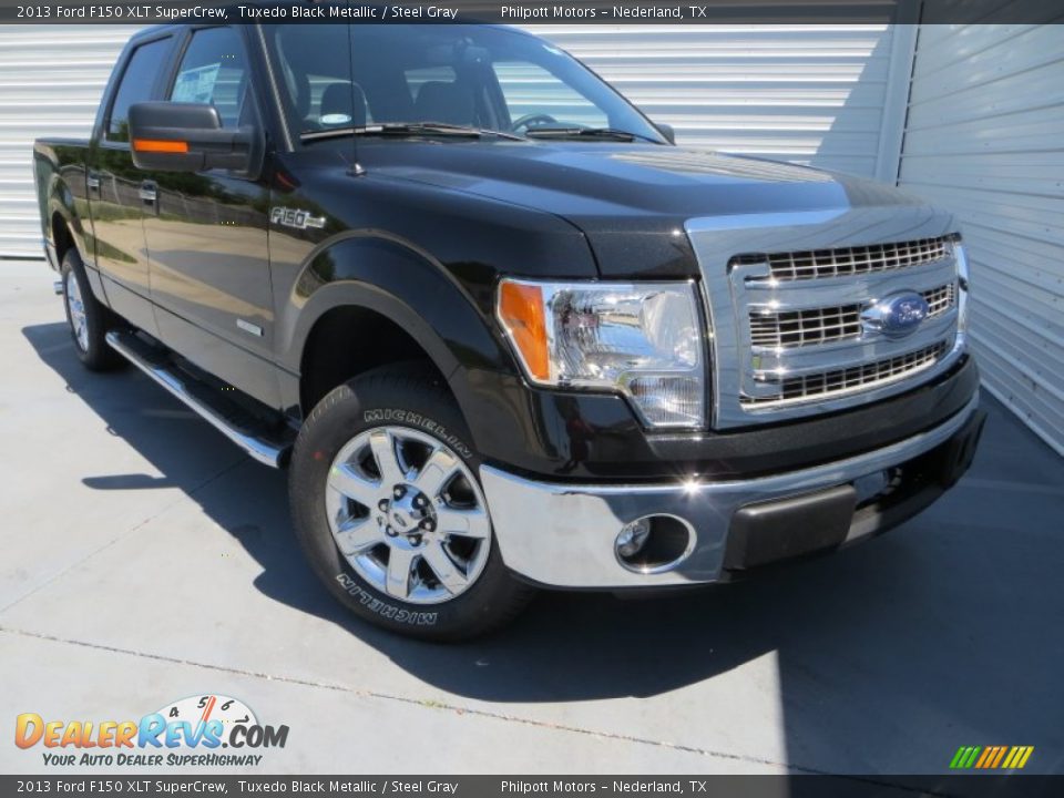 2013 Ford F150 XLT SuperCrew Tuxedo Black Metallic / Steel Gray Photo #2