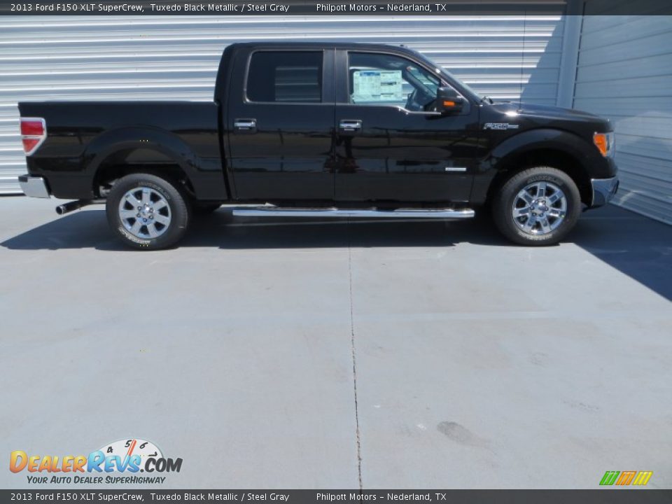 2013 Ford F150 XLT SuperCrew Tuxedo Black Metallic / Steel Gray Photo #3