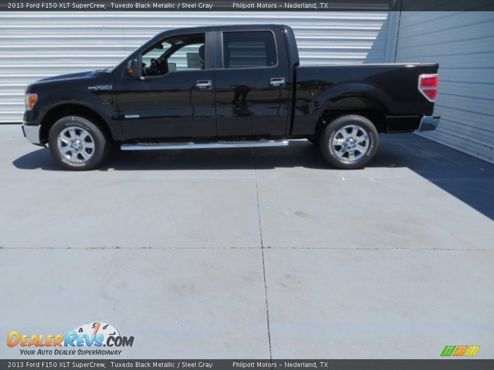 2013 Ford F150 XLT SuperCrew Tuxedo Black Metallic / Steel Gray Photo #8