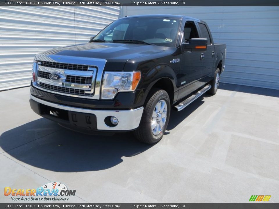2013 Ford F150 XLT SuperCrew Tuxedo Black Metallic / Steel Gray Photo #9