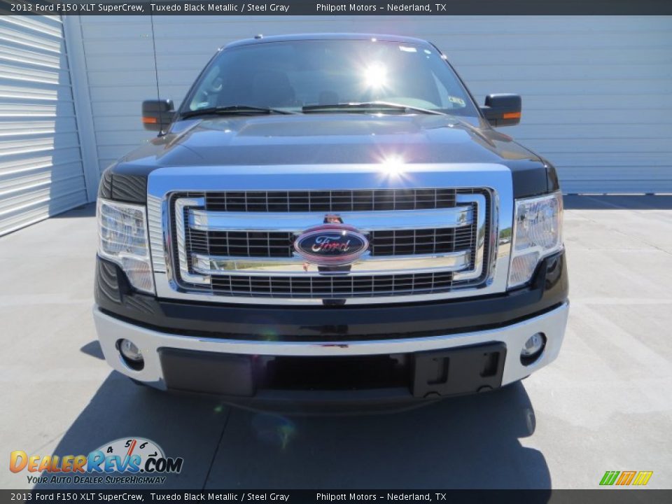 2013 Ford F150 XLT SuperCrew Tuxedo Black Metallic / Steel Gray Photo #10