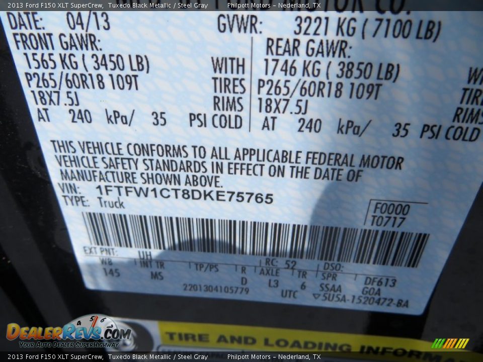 2013 Ford F150 XLT SuperCrew Tuxedo Black Metallic / Steel Gray Photo #34