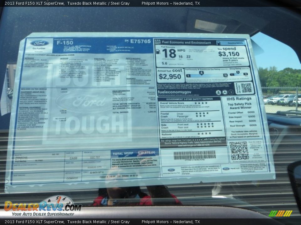 2013 Ford F150 XLT SuperCrew Tuxedo Black Metallic / Steel Gray Photo #35