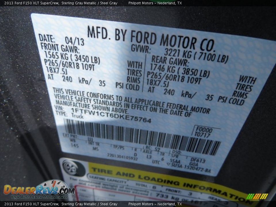 2013 Ford F150 XLT SuperCrew Sterling Gray Metallic / Steel Gray Photo #34