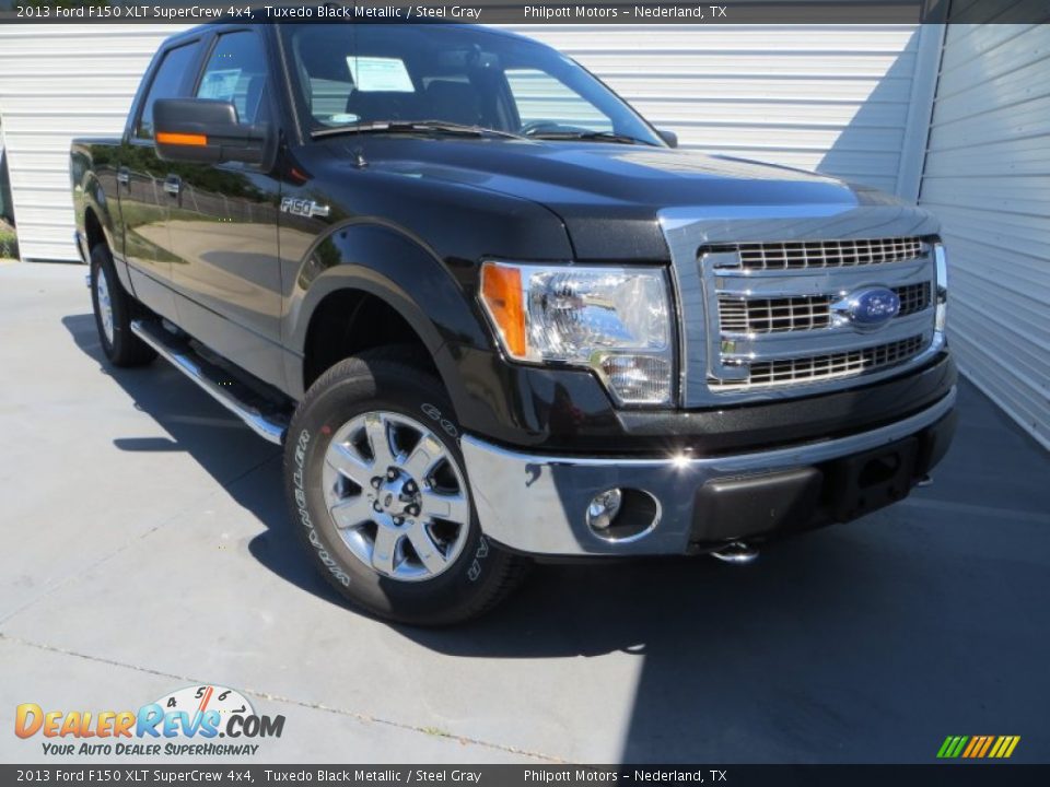 2013 Ford F150 XLT SuperCrew 4x4 Tuxedo Black Metallic / Steel Gray Photo #1