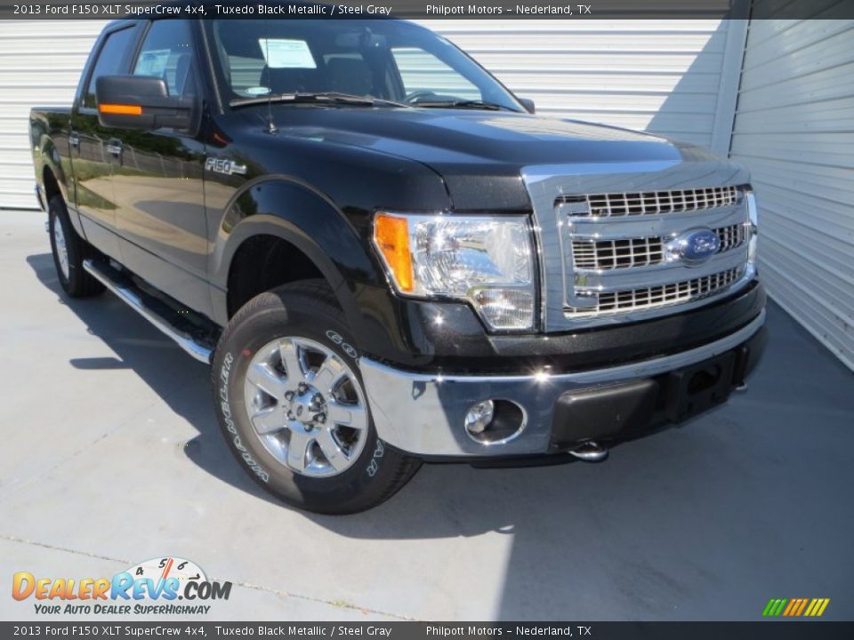 2013 Ford F150 XLT SuperCrew 4x4 Tuxedo Black Metallic / Steel Gray Photo #2