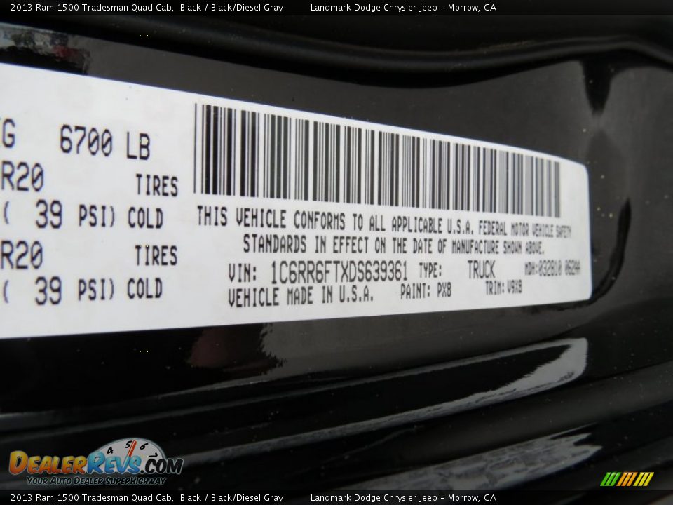 2013 Ram 1500 Tradesman Quad Cab Black / Black/Diesel Gray Photo #11