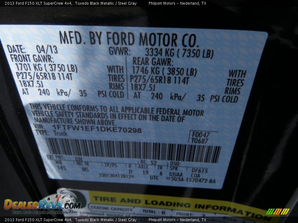 2013 Ford F150 XLT SuperCrew 4x4 Tuxedo Black Metallic / Steel Gray Photo #35