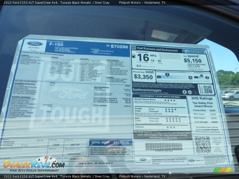 2013 Ford F150 XLT SuperCrew 4x4 Tuxedo Black Metallic / Steel Gray Photo #36