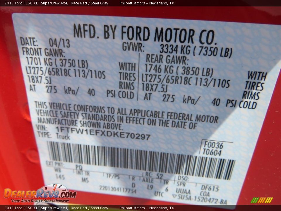 2013 Ford F150 XLT SuperCrew 4x4 Race Red / Steel Gray Photo #35