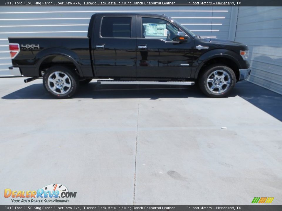 2013 Ford F150 King Ranch SuperCrew 4x4 Tuxedo Black Metallic / King Ranch Chaparral Leather Photo #3