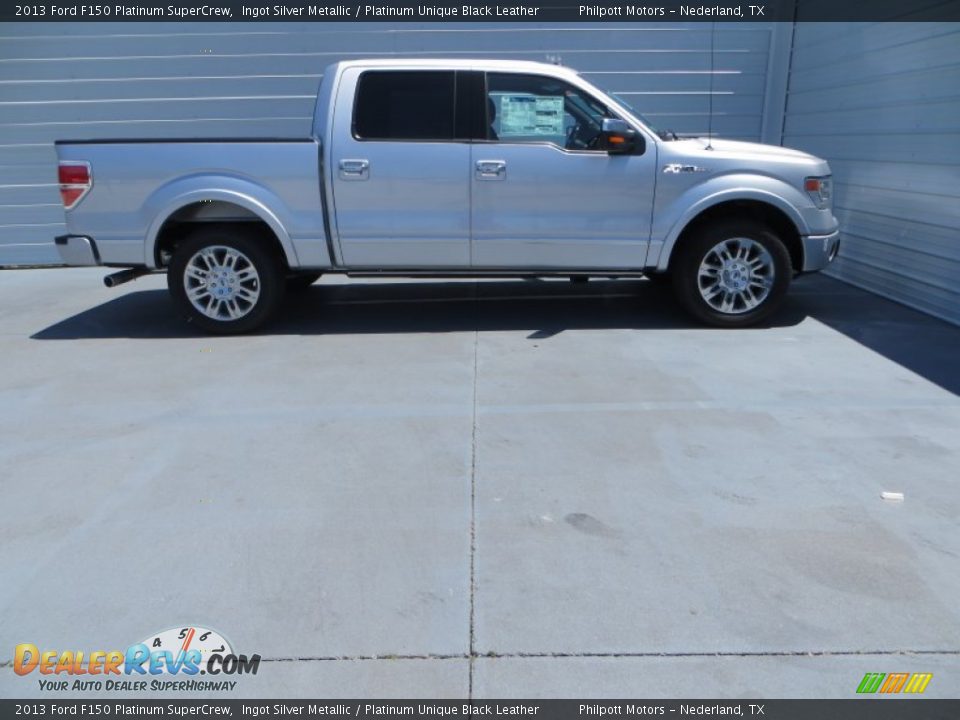 2013 Ford F150 Platinum SuperCrew Ingot Silver Metallic / Platinum Unique Black Leather Photo #3