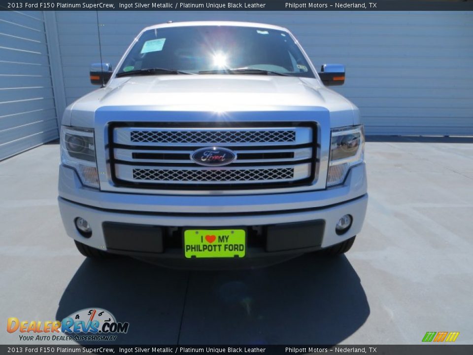 2013 Ford F150 Platinum SuperCrew Ingot Silver Metallic / Platinum Unique Black Leather Photo #11