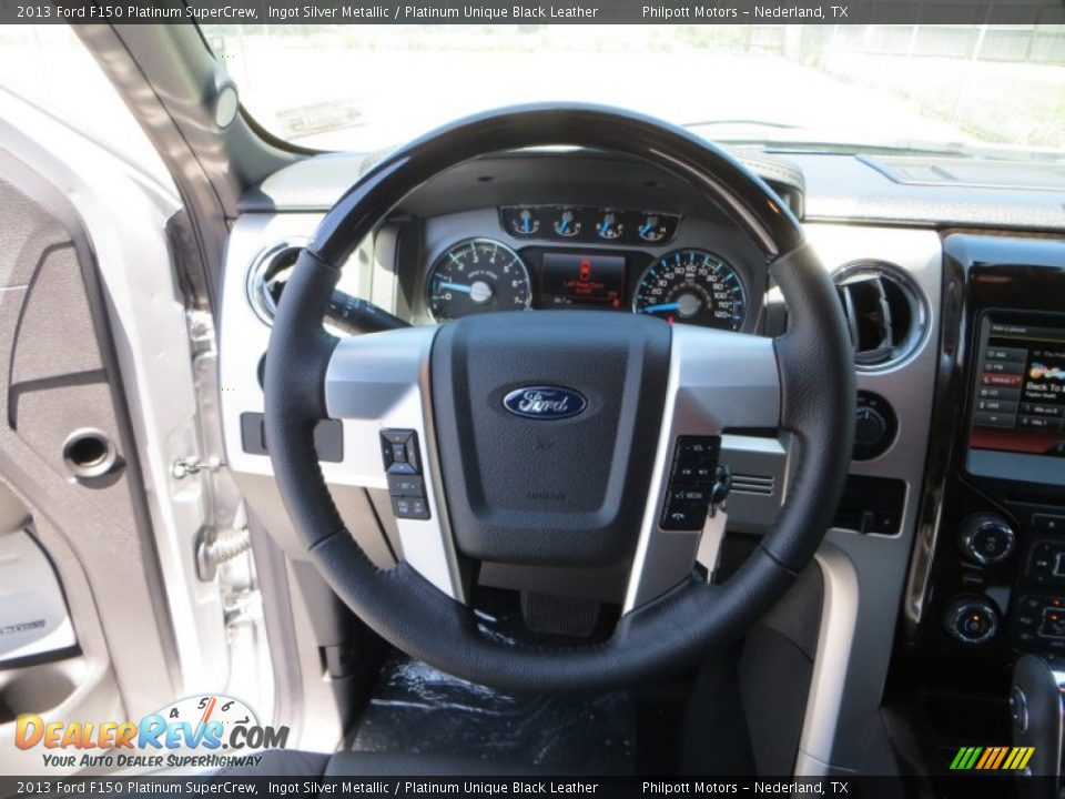 2013 Ford F150 Platinum SuperCrew Ingot Silver Metallic / Platinum Unique Black Leather Photo #32