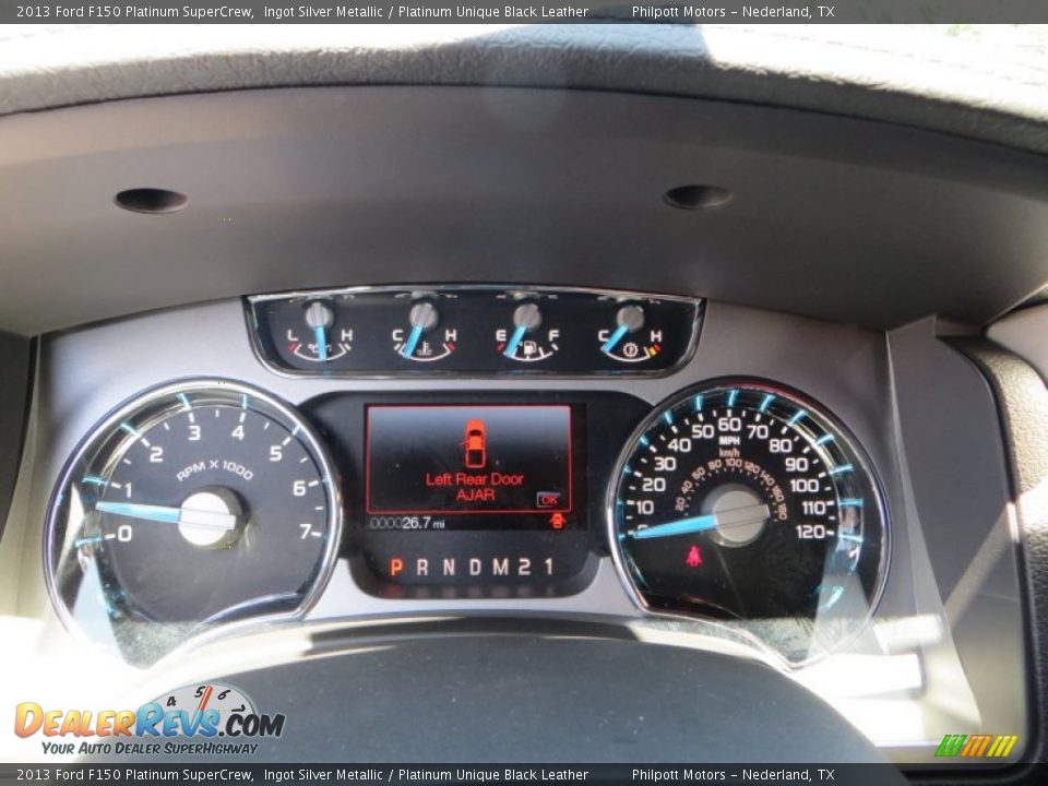 2013 Ford F150 Platinum SuperCrew Ingot Silver Metallic / Platinum Unique Black Leather Photo #33