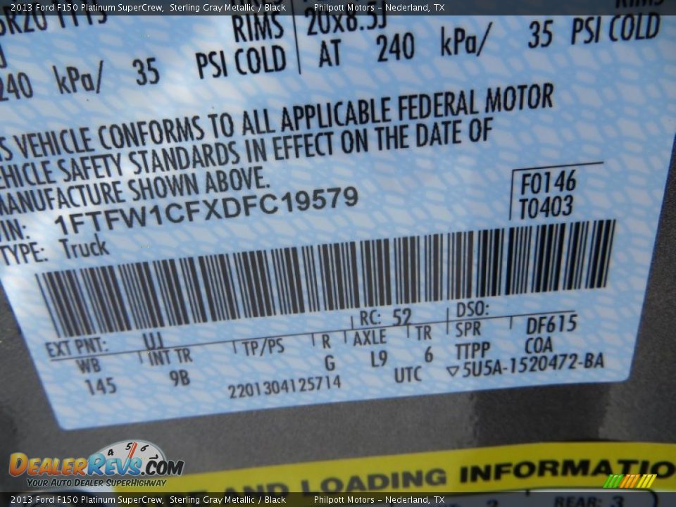 2013 Ford F150 Platinum SuperCrew Sterling Gray Metallic / Black Photo #36