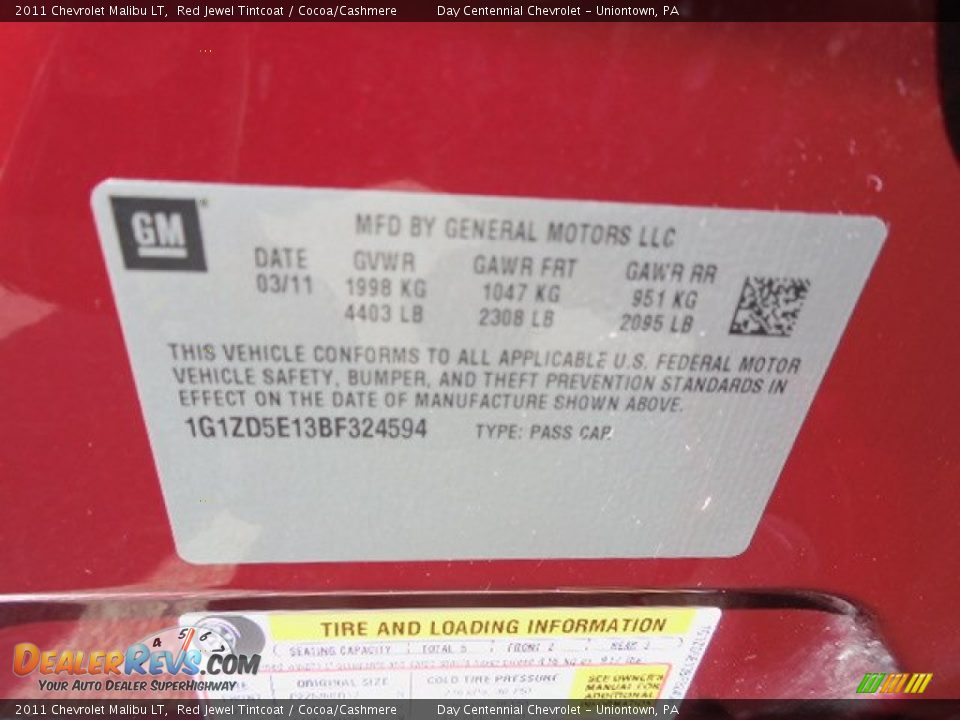 2011 Chevrolet Malibu LT Red Jewel Tintcoat / Cocoa/Cashmere Photo #19