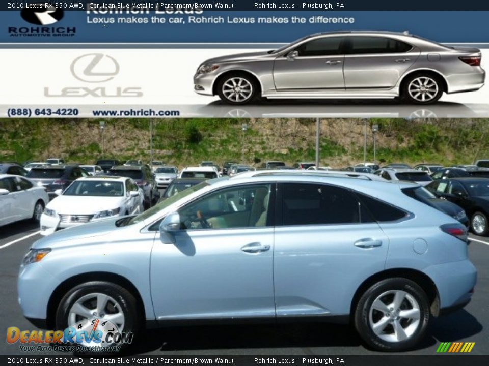 2010 Lexus RX 350 AWD Cerulean Blue Metallic / Parchment/Brown Walnut Photo #1