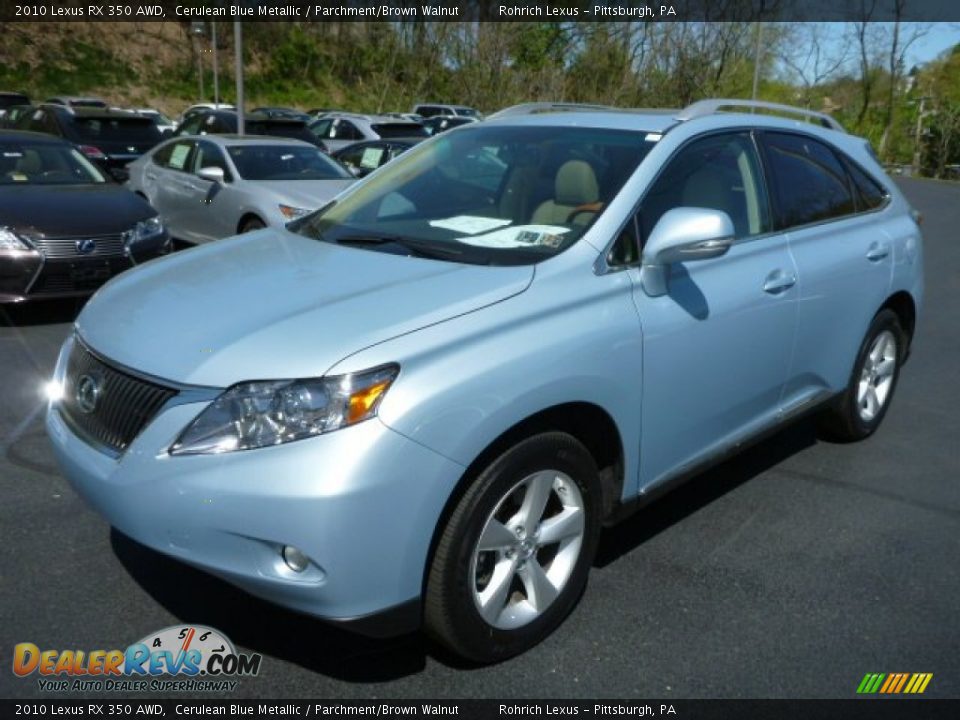2010 Lexus RX 350 AWD Cerulean Blue Metallic / Parchment/Brown Walnut Photo #2