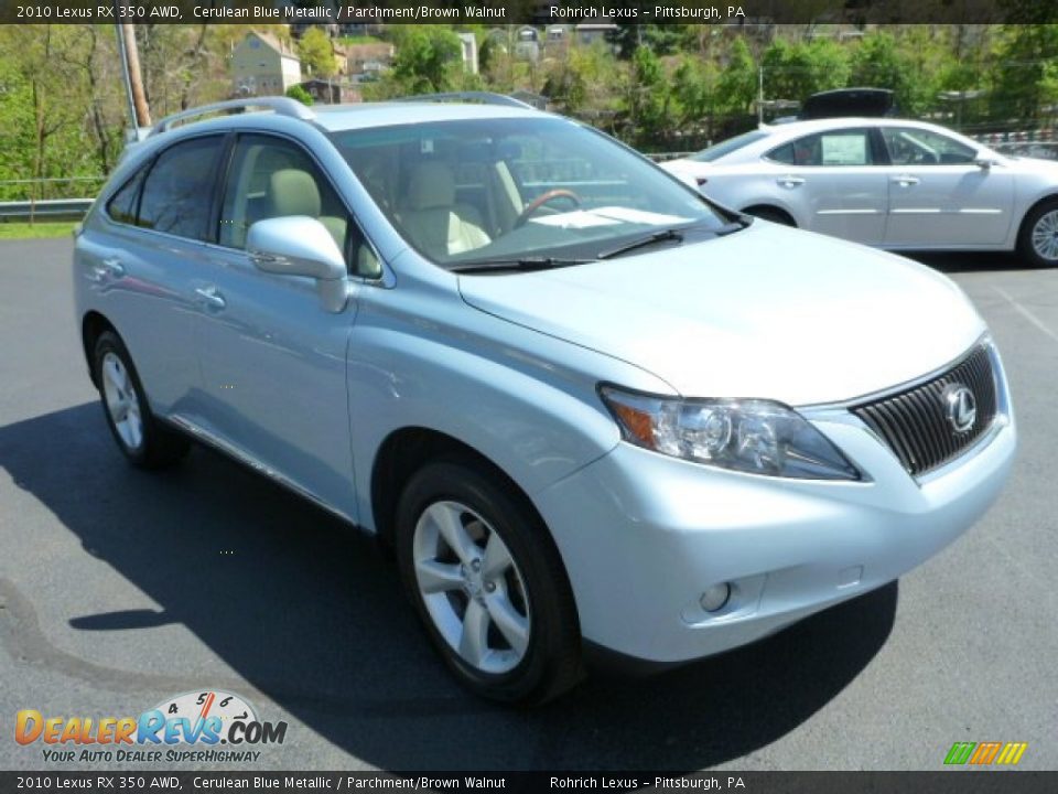 2010 Lexus RX 350 AWD Cerulean Blue Metallic / Parchment/Brown Walnut Photo #3