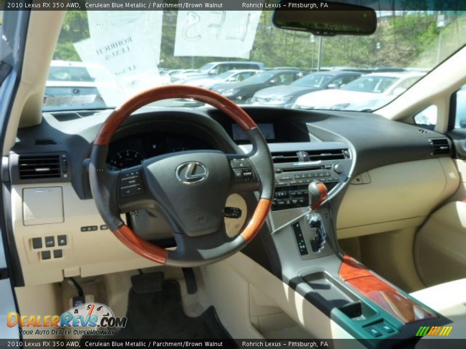 2010 Lexus RX 350 AWD Cerulean Blue Metallic / Parchment/Brown Walnut Photo #6
