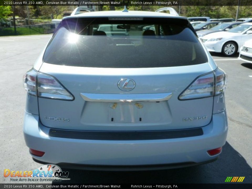 2010 Lexus RX 350 AWD Cerulean Blue Metallic / Parchment/Brown Walnut Photo #10