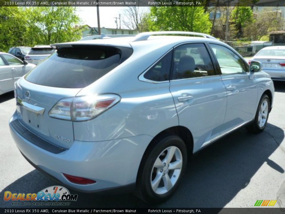 2010 Lexus RX 350 AWD Cerulean Blue Metallic / Parchment/Brown Walnut Photo #11