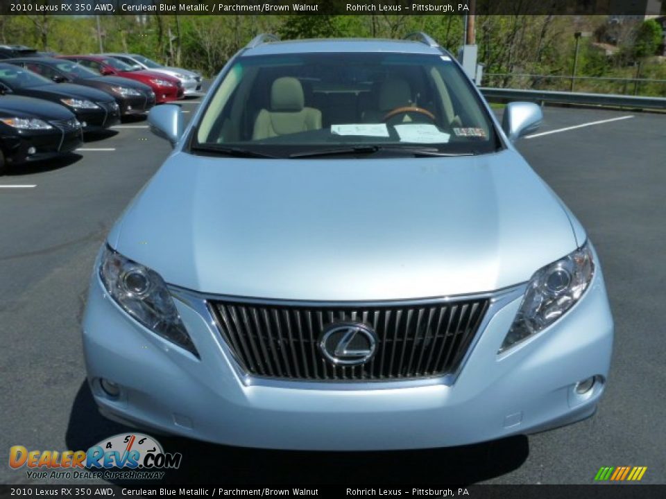 2010 Lexus RX 350 AWD Cerulean Blue Metallic / Parchment/Brown Walnut Photo #13