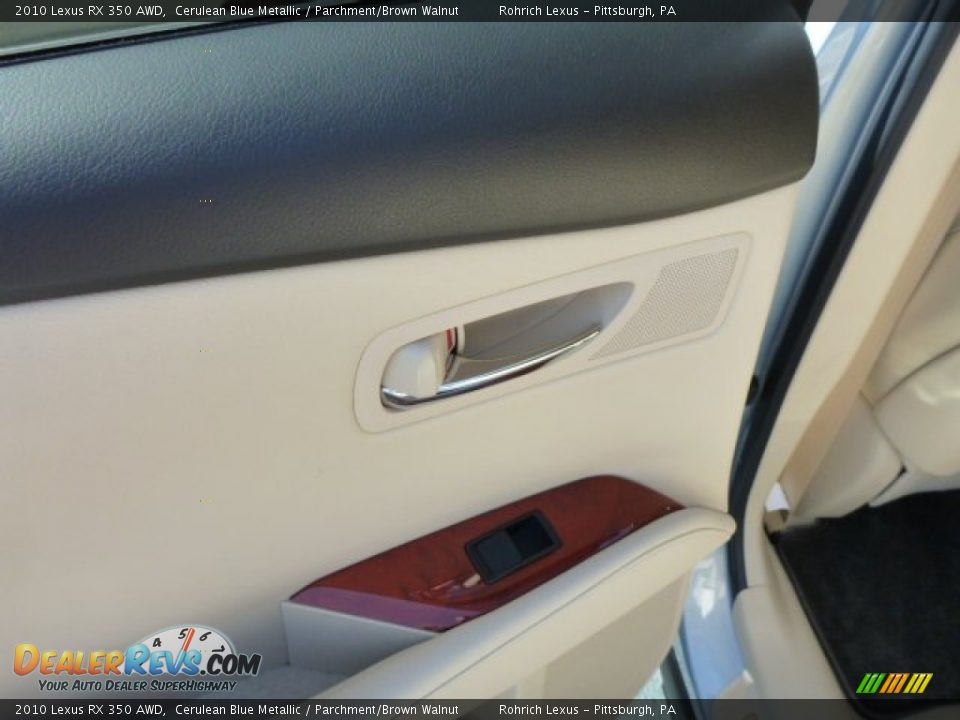 2010 Lexus RX 350 AWD Cerulean Blue Metallic / Parchment/Brown Walnut Photo #15
