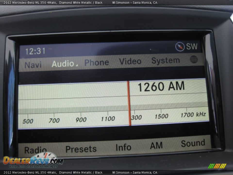 2012 Mercedes-Benz ML 350 4Matic Diamond White Metallic / Black Photo #15