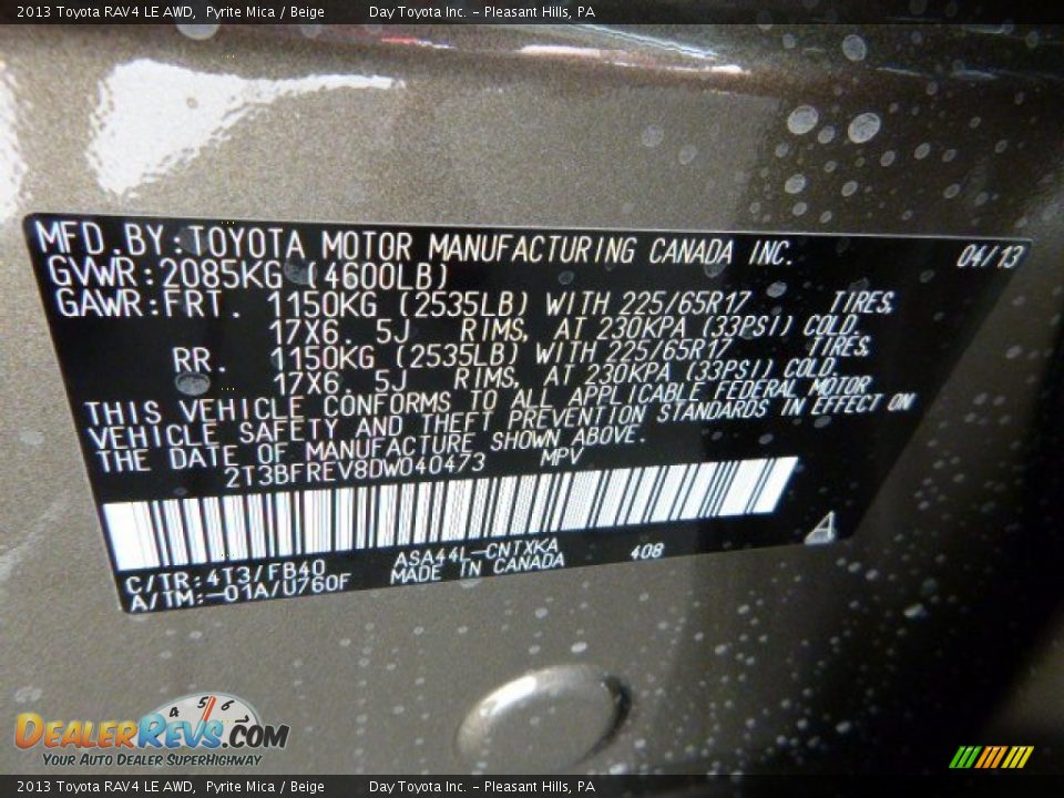2013 Toyota RAV4 LE AWD Pyrite Mica / Beige Photo #19