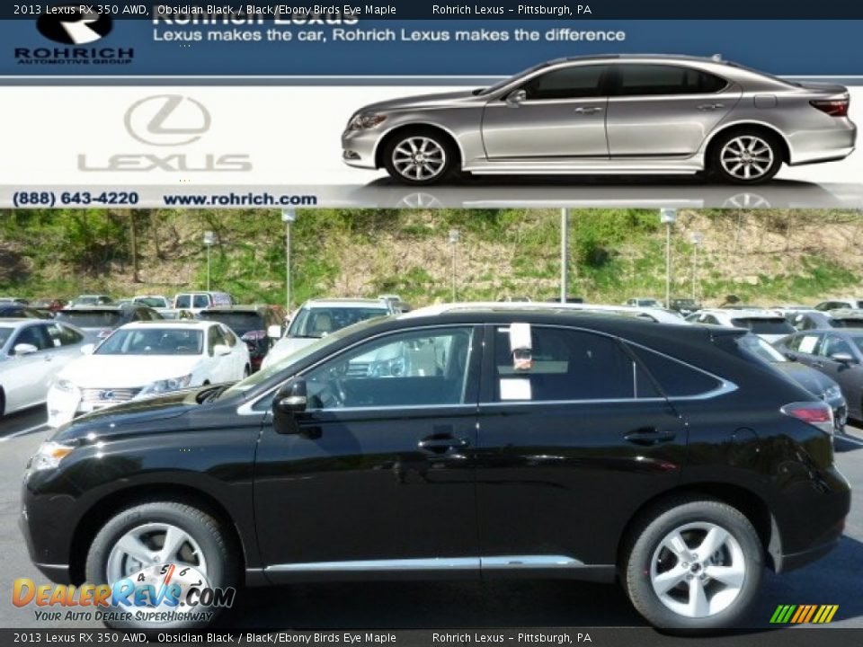 2013 Lexus RX 350 AWD Obsidian Black / Black/Ebony Birds Eye Maple Photo #1