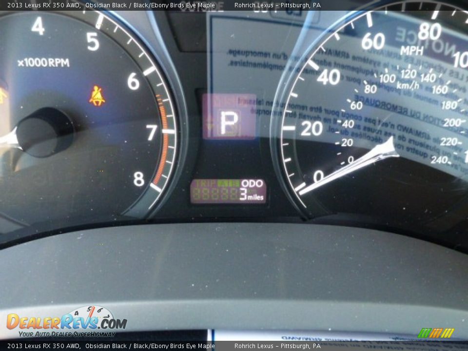 2013 Lexus RX 350 AWD Obsidian Black / Black/Ebony Birds Eye Maple Photo #19