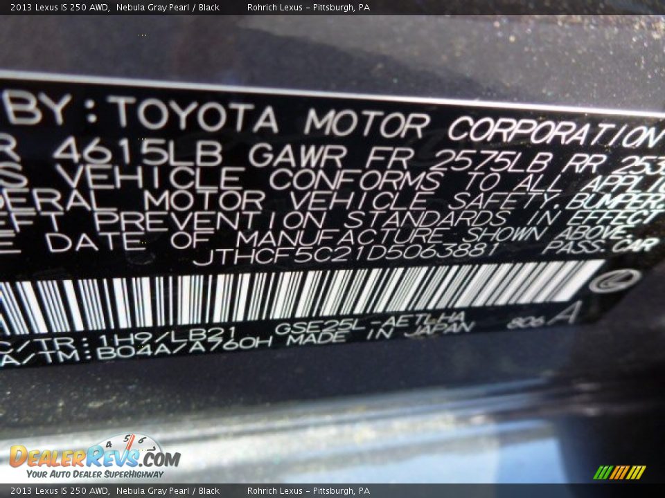 2013 Lexus IS 250 AWD Nebula Gray Pearl / Black Photo #16