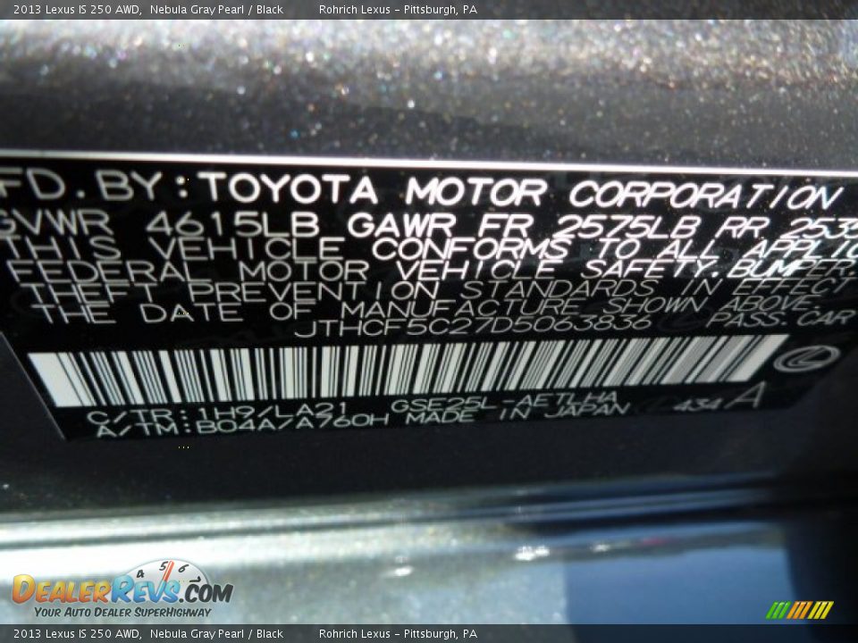 2013 Lexus IS 250 AWD Nebula Gray Pearl / Black Photo #16