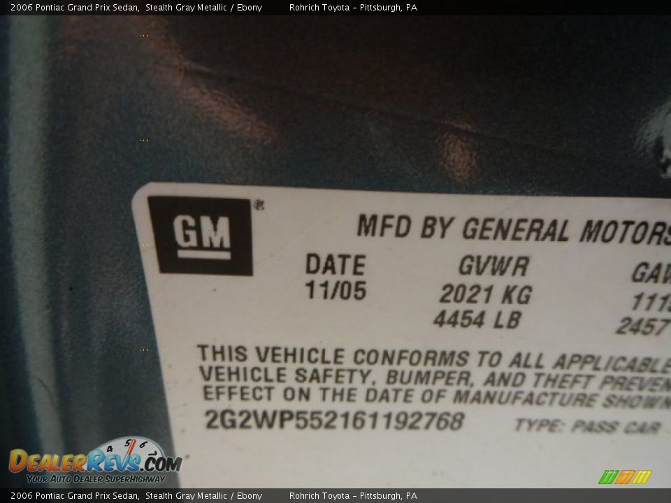 2006 Pontiac Grand Prix Sedan Stealth Gray Metallic / Ebony Photo #20