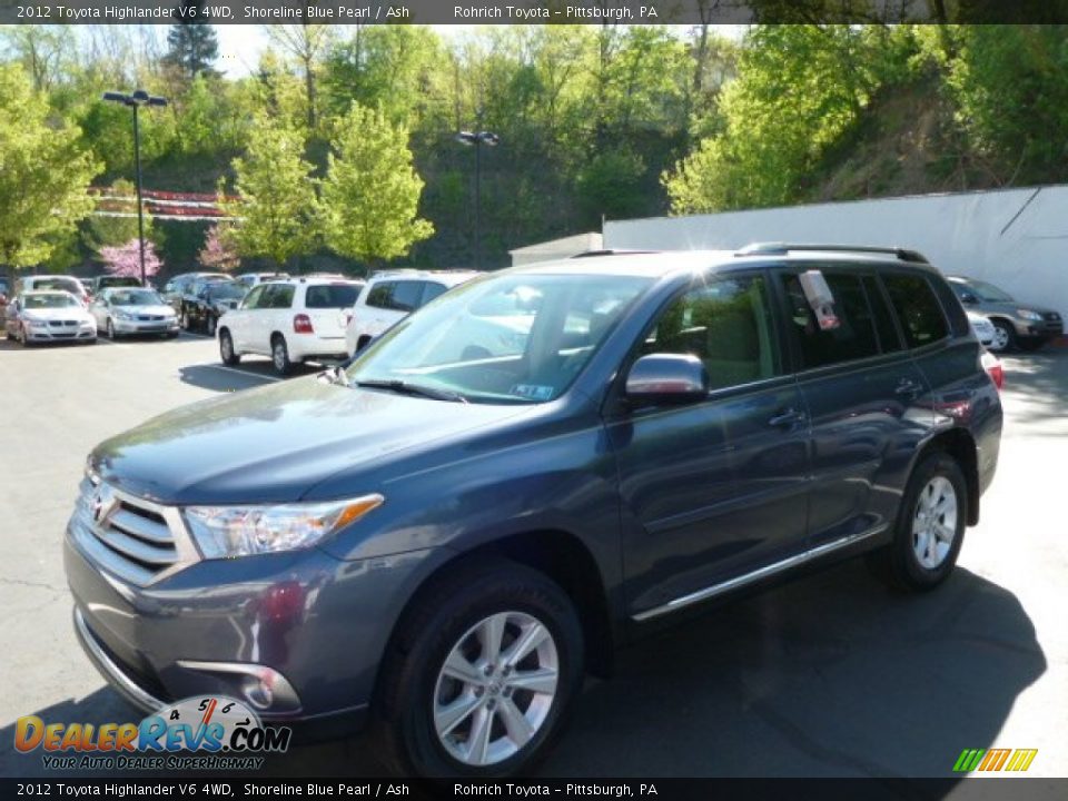 2012 Toyota Highlander V6 4WD Shoreline Blue Pearl / Ash Photo #3