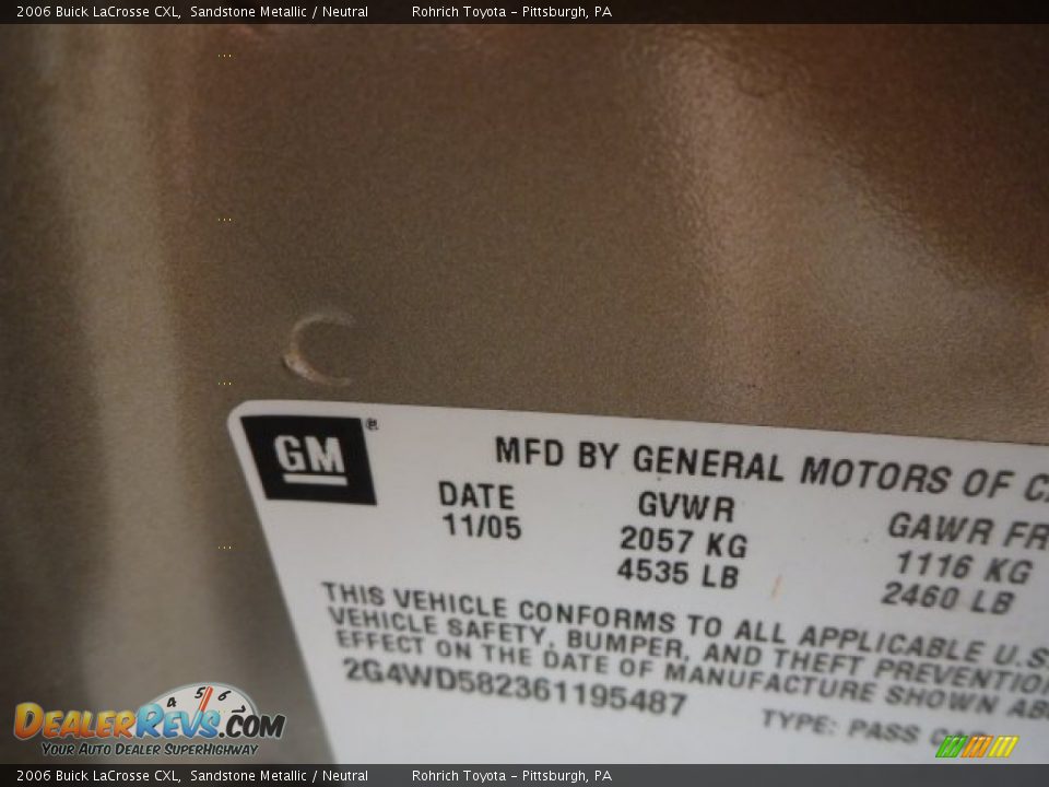 2006 Buick LaCrosse CXL Sandstone Metallic / Neutral Photo #20