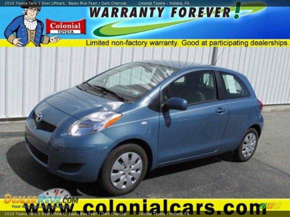 2010 Toyota Yaris 3 Door Liftback Bayou Blue Pearl / Dark Charcoal Photo #1