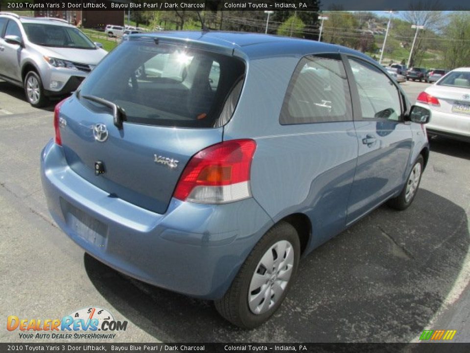 2010 Toyota Yaris 3 Door Liftback Bayou Blue Pearl / Dark Charcoal Photo #5