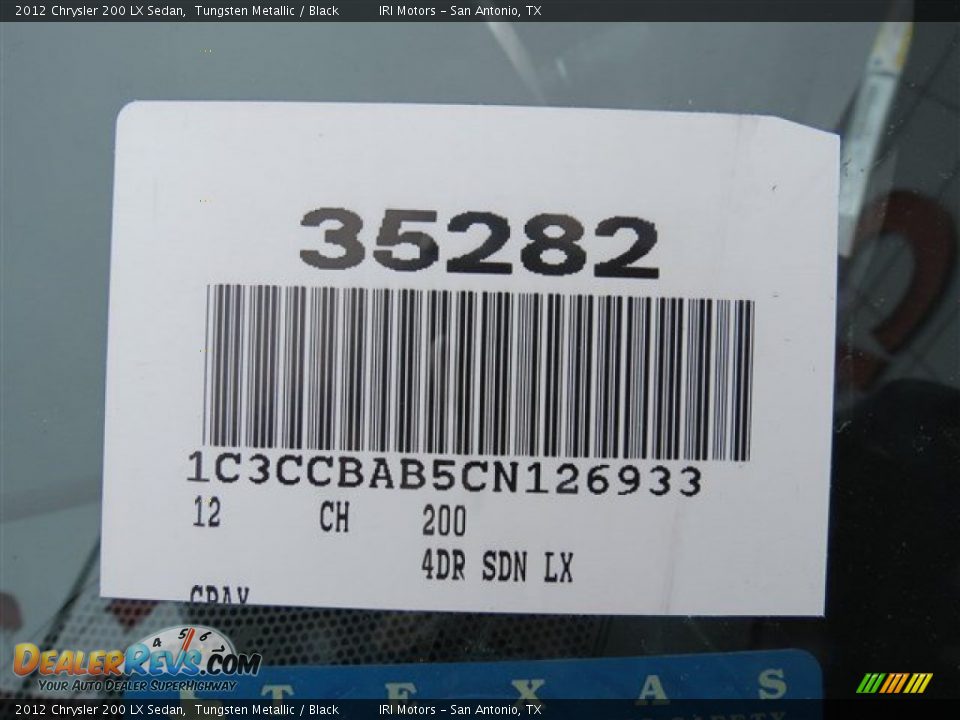 2012 Chrysler 200 LX Sedan Tungsten Metallic / Black Photo #18
