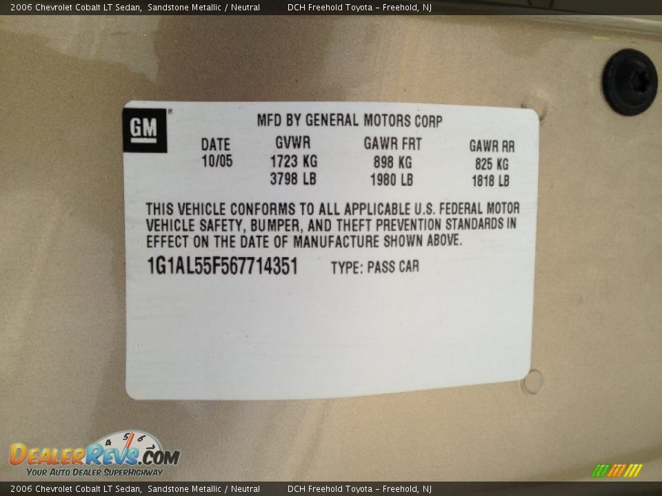 2006 Chevrolet Cobalt LT Sedan Sandstone Metallic / Neutral Photo #16